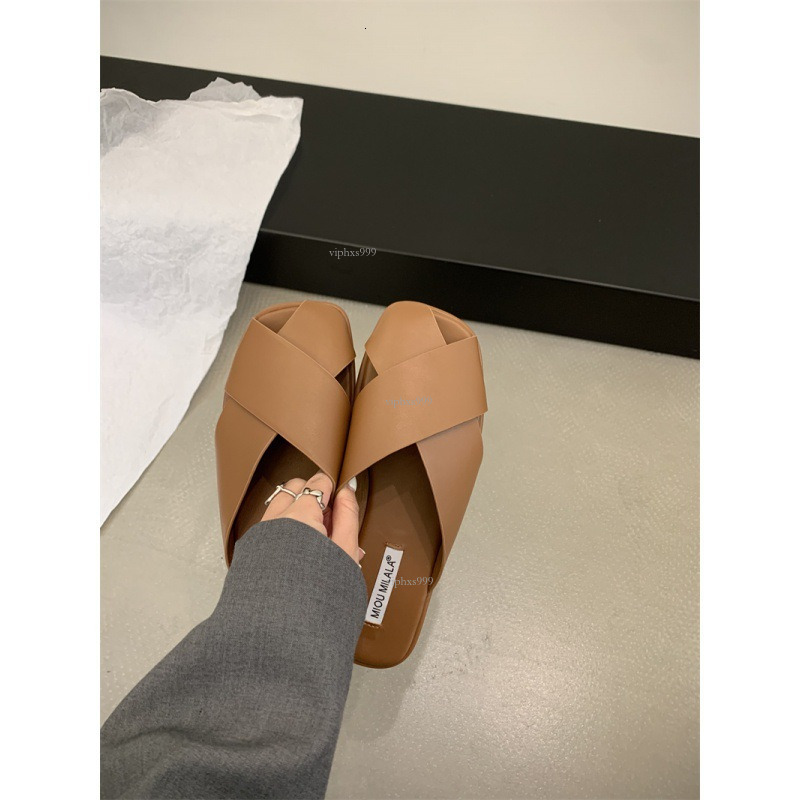 New Designer Sandals With Free Shipping Baotou Women's Outwear Fashion 2025 Flat Bottom Half Hollow Cool Slippers Summer Edition