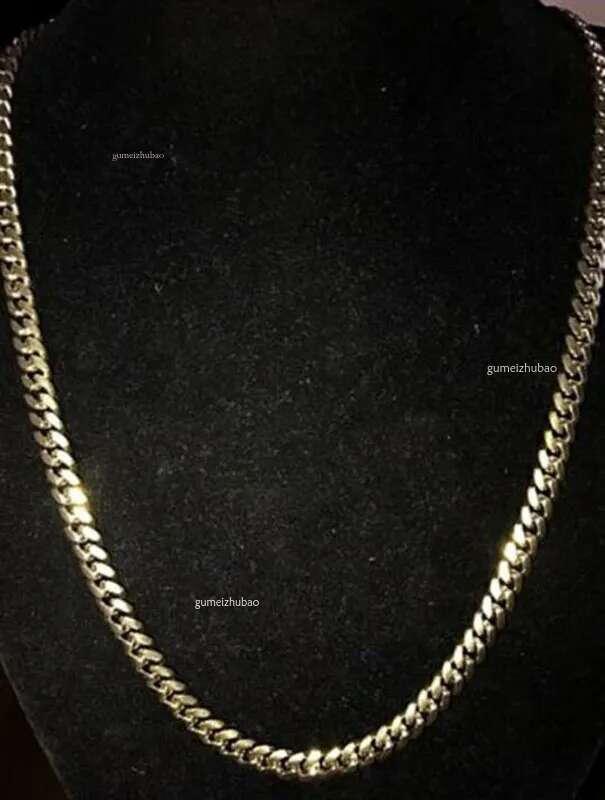 Mens Gold Tone 316L Stainless Steel Necklace Curb Cuban k Chain with Dias Clasp Lock 8mm/10mm/12mm/14mm/16mm/18m