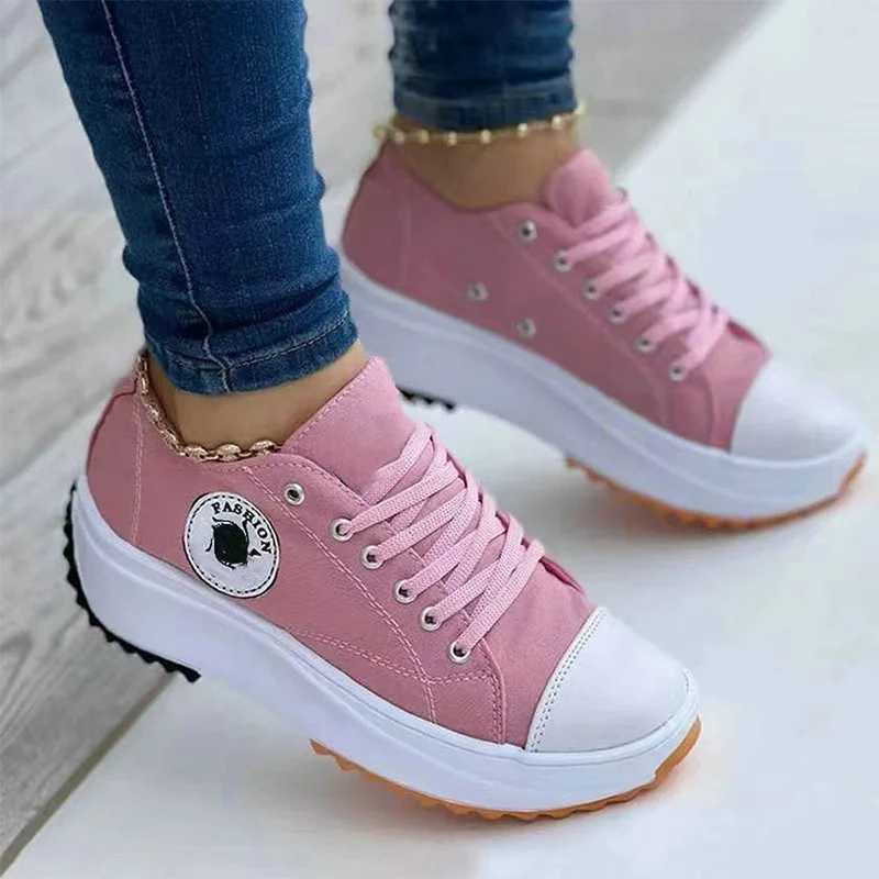 Women Patterned Canvas Sneakers Womens Casual Shoes 2025 Spring Autumn Flat Lace-up Shoes Zapatillas Mujer Chaussure Femme X251104