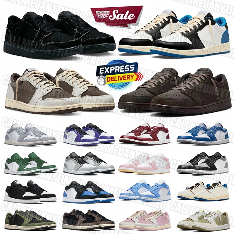 Mens Shoes 1 Factory direct sales Reverse Mocha Leather rubber Low basketball shoes Breathable Womens Sneakers Brown wholesale discounts outdoor trainers