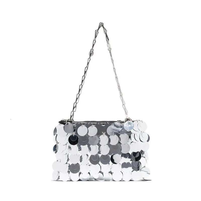 Sier Sequins Handbags For Women 2023 Fashion Bg Girls Shouler Wedding Party Lady Glitter Tote Bag Purses