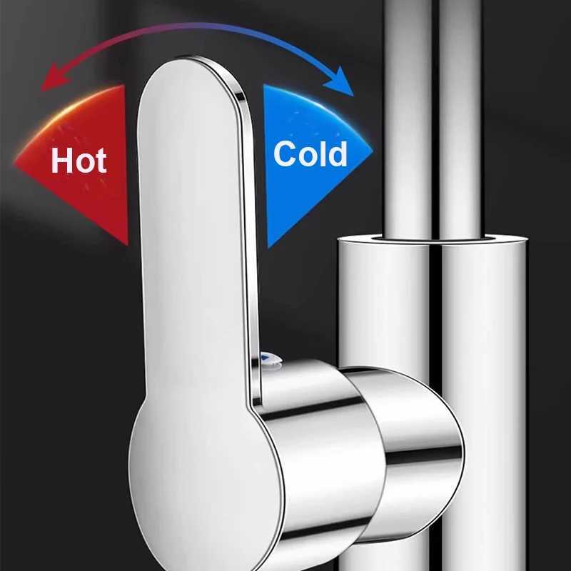 Chre Stainless Steel Single Handle Hot And Cold Mixer Water Tap Kitchen Faucet Sink Faucet Deck Mounted Bathro Faucet Y251104