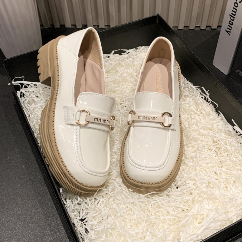 designer shoes 2025 Women's thick-soled height-increasing loafers spring style slip-on British style small leather shoes match with skirts JK sin