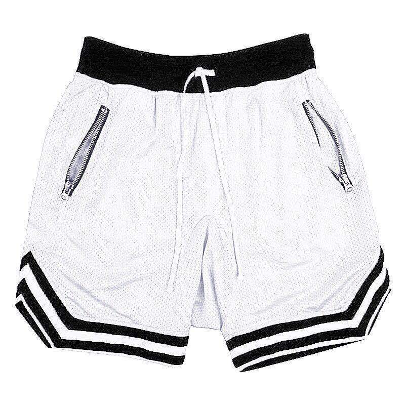 Men's summer quick drying muscle fitness shorts with mesh solid color hip-hop breathable casual basketball pants