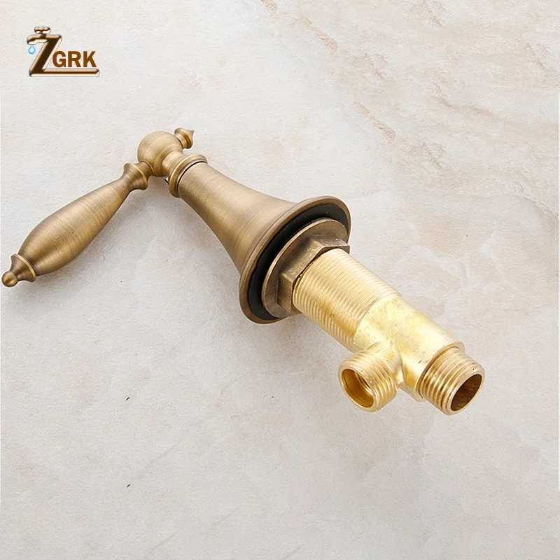 Basin Faucets Antique Brass Deck Mounted Bathtub Mixer Faucet Dual Handle 3 hole Bathro Faucet Set Water Tap Y251104