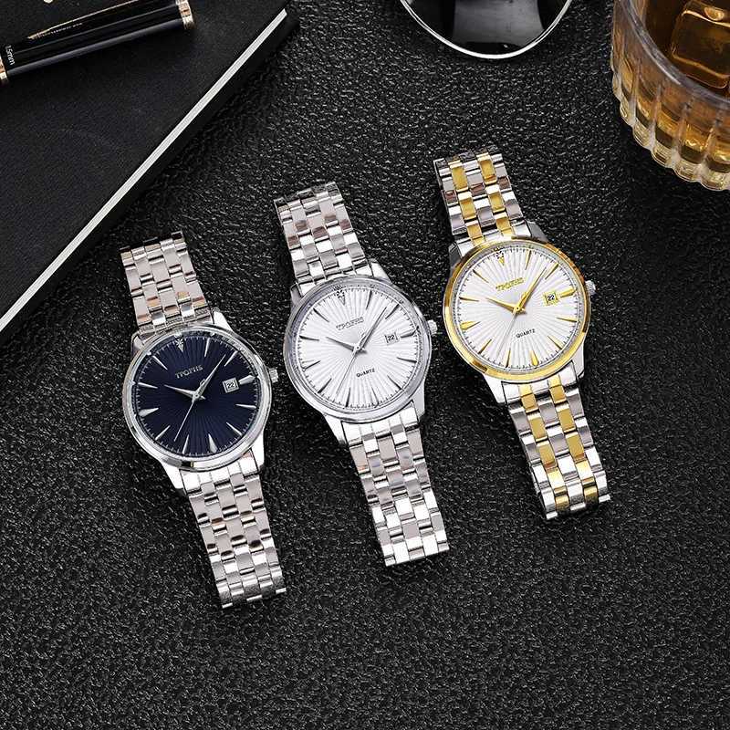 Quartz Watch Mens High-end Feeling Diamond inlaid simple Waterproof Calendar Steel Strip Business Male Fashion Clock WatchesT251104