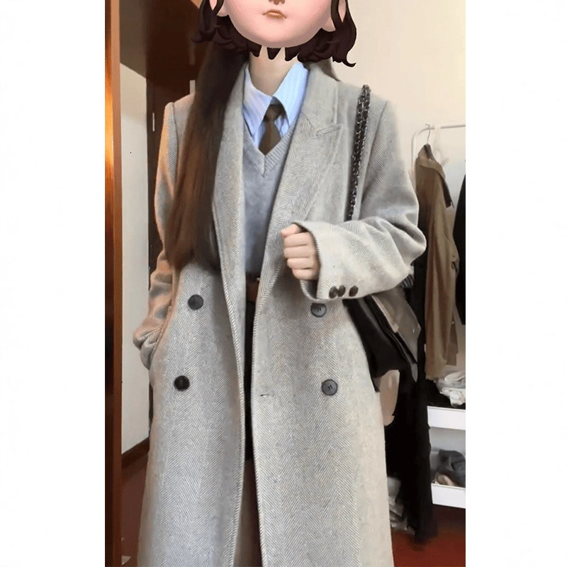Winter Thickened Wool Coat for Women 2025 New Korean Style Petite High-end College Style Shoulder Wool Coat 241129