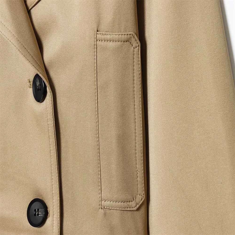 Autumn new womens casual temperament simple lapel long sleeved double breasted short windbreaker J251103