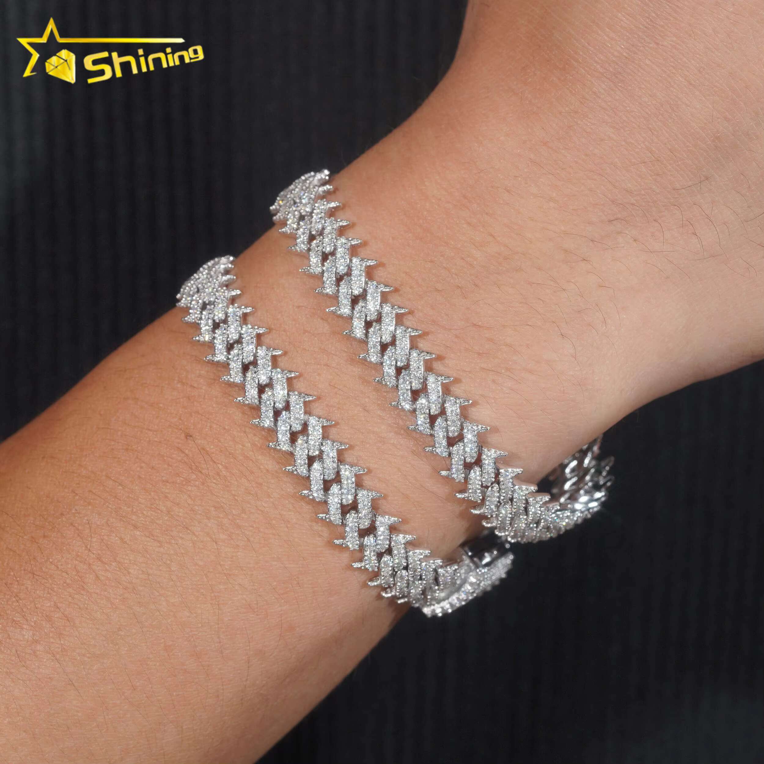 Cheapest 10mm Brambles Cuban Link Chain Hip Hop Hot Style Fashion Cuban Bracelet Sterling Silver 925 Moissanite Bracelets Chain