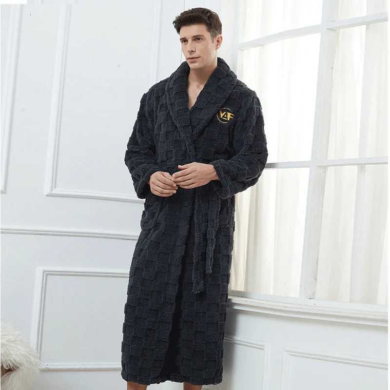 Autumn Winter Warm Male Sleepwear Big Size Flannel Men Robe Nightwear Thick Long Bathrobe Nightgown Loungewear Casual Home Wear C251104