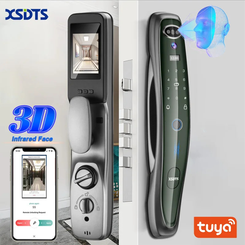 Tuya Smart 3D Face Door Lock Security Face Camera Monitor Intelligent Fingerprint Password Biometric Electronic Key Unlock 250402