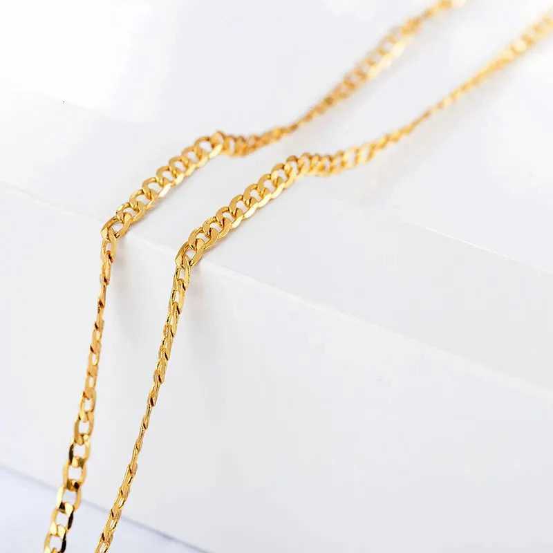 ALIZERO 925 Sterling Silver 16/18/20/22/24/26/28/30 Inch 18K Gold 2mm Sideways Chain Necklace For Women Man Wedding JewelryXJ251104