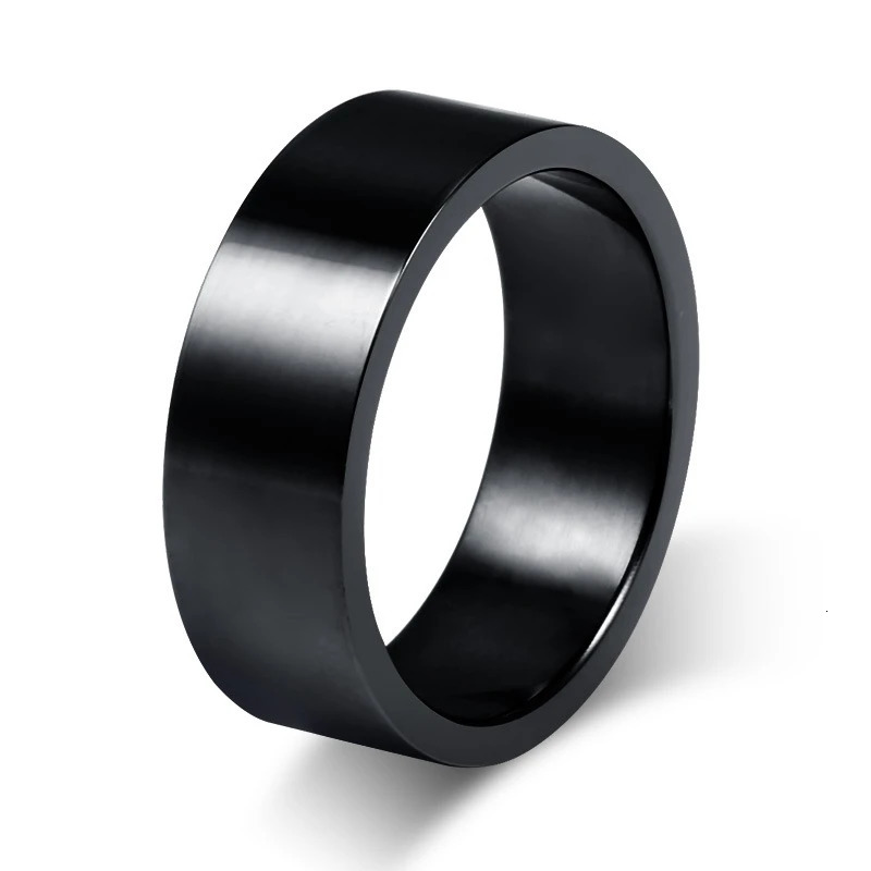 QianBei 8mm Classic Wide Chunky Ring for Men Gold Color Silver Color Black Stainless Steel Male Ring Alliance Wedding Jewelry 251031