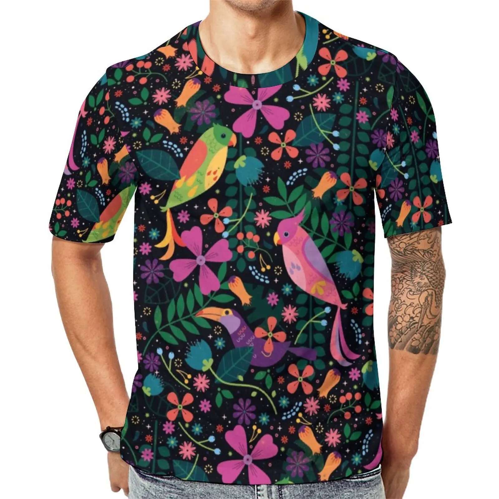 Parrot Pattern 3d Printed Summer Men'S T-Shirt Large Hip Hop Casual Fashion Sunny Handsome High Quality O Collar Short Sleeve