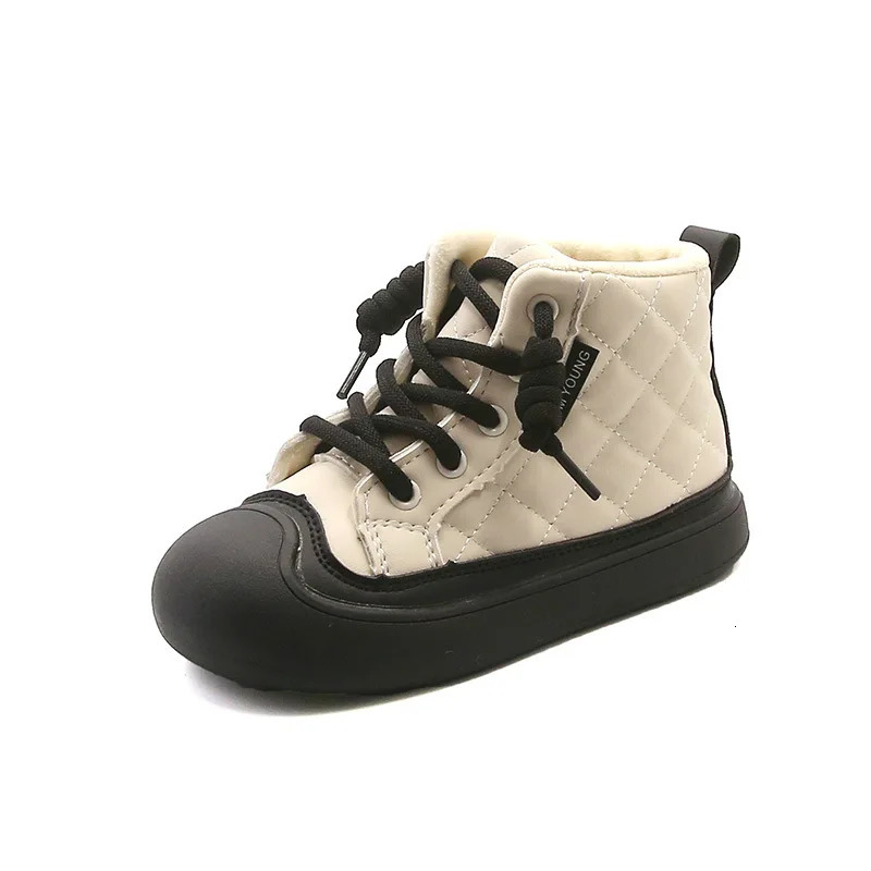 Trendy Plaid Faux Fur Winter Boots for Kids Anti-Slippery Boys And Girls Plush Snow Boots Winter Fashion Childrens Footwear 251112