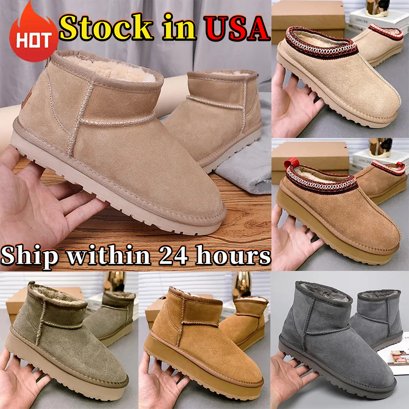 Tazz Slippers for Men Women boots Designer Tasman Snow Winter Sheepskin Boots Platform Fur Slipper Mens Womens Slides Classic Ultra Mini Suede Wool Ankle Booties