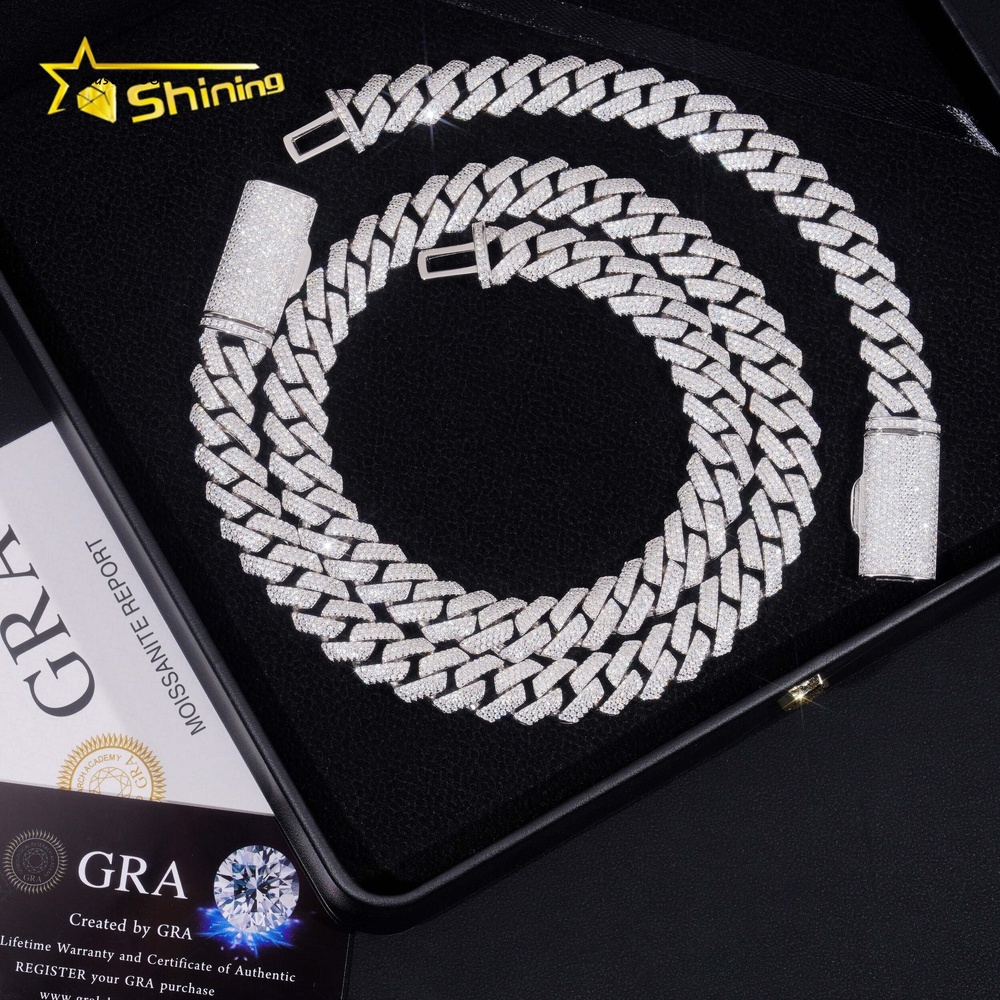 Fine Jewelry Lab Diamond 13mm Bracelet Necklace Silver 925 Vvs Moissanite Iced Out Lab Diamond Hip Hop Jewelry Cuban Link Chain