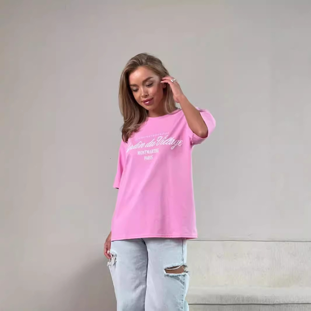 Personalized American High Street Versatile Loose Top Summer 100% Cotton T-shirt Women's Casual Trendy Brand Short Sleeve Ins