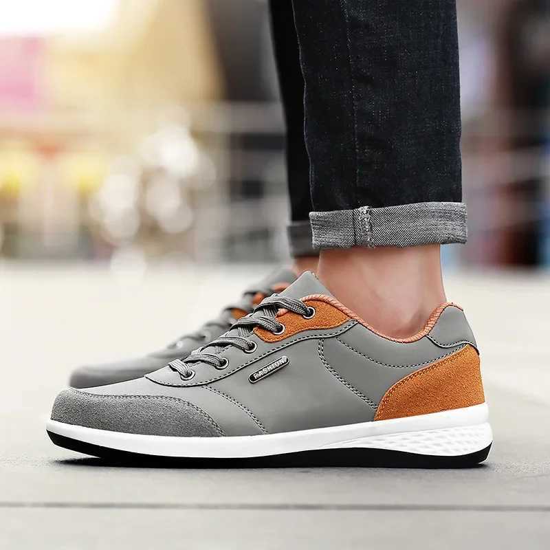 Fashionable mens sports shoes leather casual shoes lace mens shoes lightweight vulcanized shoes walking sports shoes Zapatillas Hombre Z250403