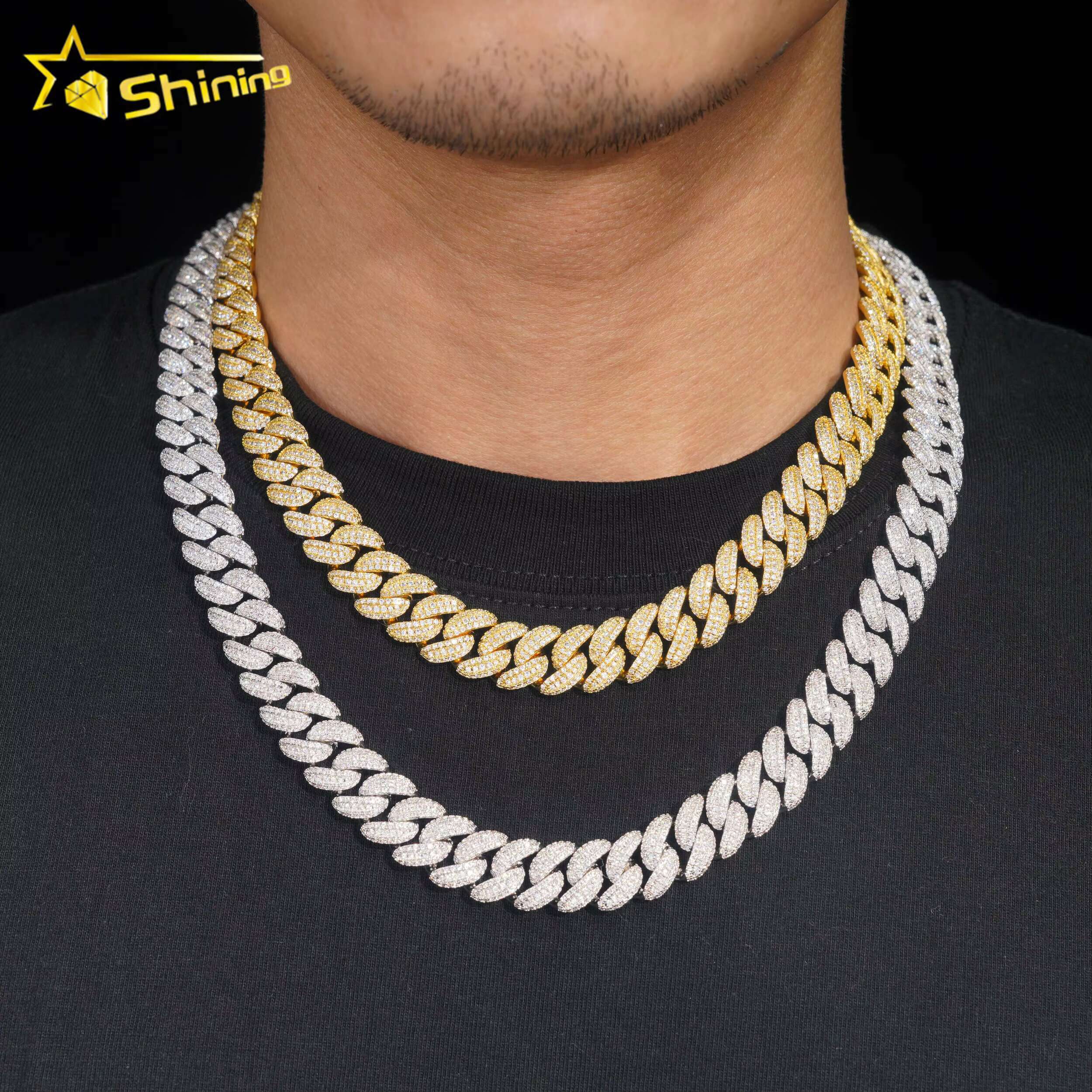 Luxury Men Hip Hop Fashion Jewelry Iced Out Gold Plated Cuban Link Chain Brass CZ Cuban Bracelet and Necklace
