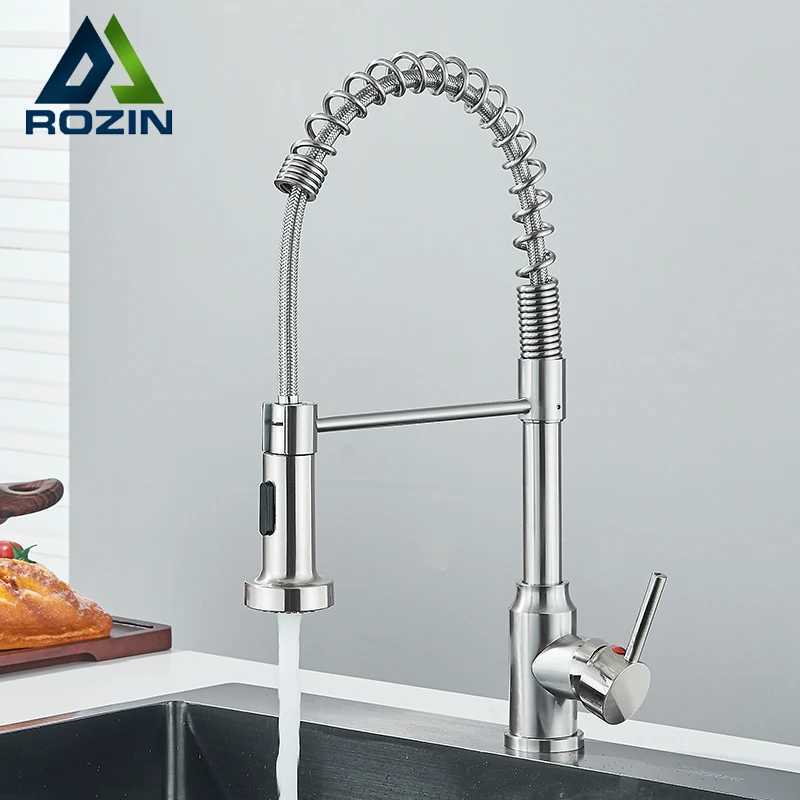 Pl Down Kitchen Faucet Sing Handle Hot Cold Water Mixer Tap 360 Swivel Dual Function Nozzle Kitchen Sink Tap Crane Y251104