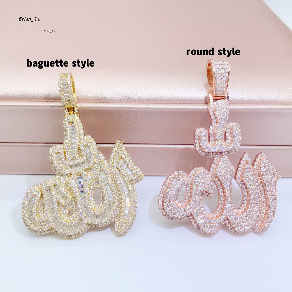 Custom Iced Out Pendant Moissanite Diamond 925 Silver VVS Moissanite Pendant Hip Hop Jewelry Men Necklace