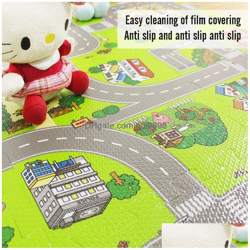 Baby Rugs Playmats Play Mat 9Pcslot Kids Carpet Playmat Children Rug Soft Floor Toys Road Traffic Home Decor Eva Foam Puzzles 24041 Dhcwv S25414