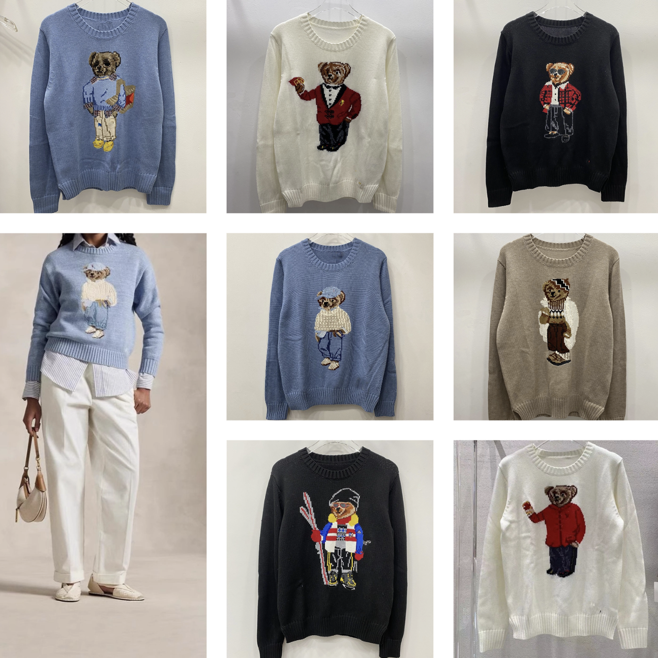 Designer Sweater Women's Embroidered Casual New Round Neck Pullover Cartoon Teddy Bear Temperament Commuting Sweater R1