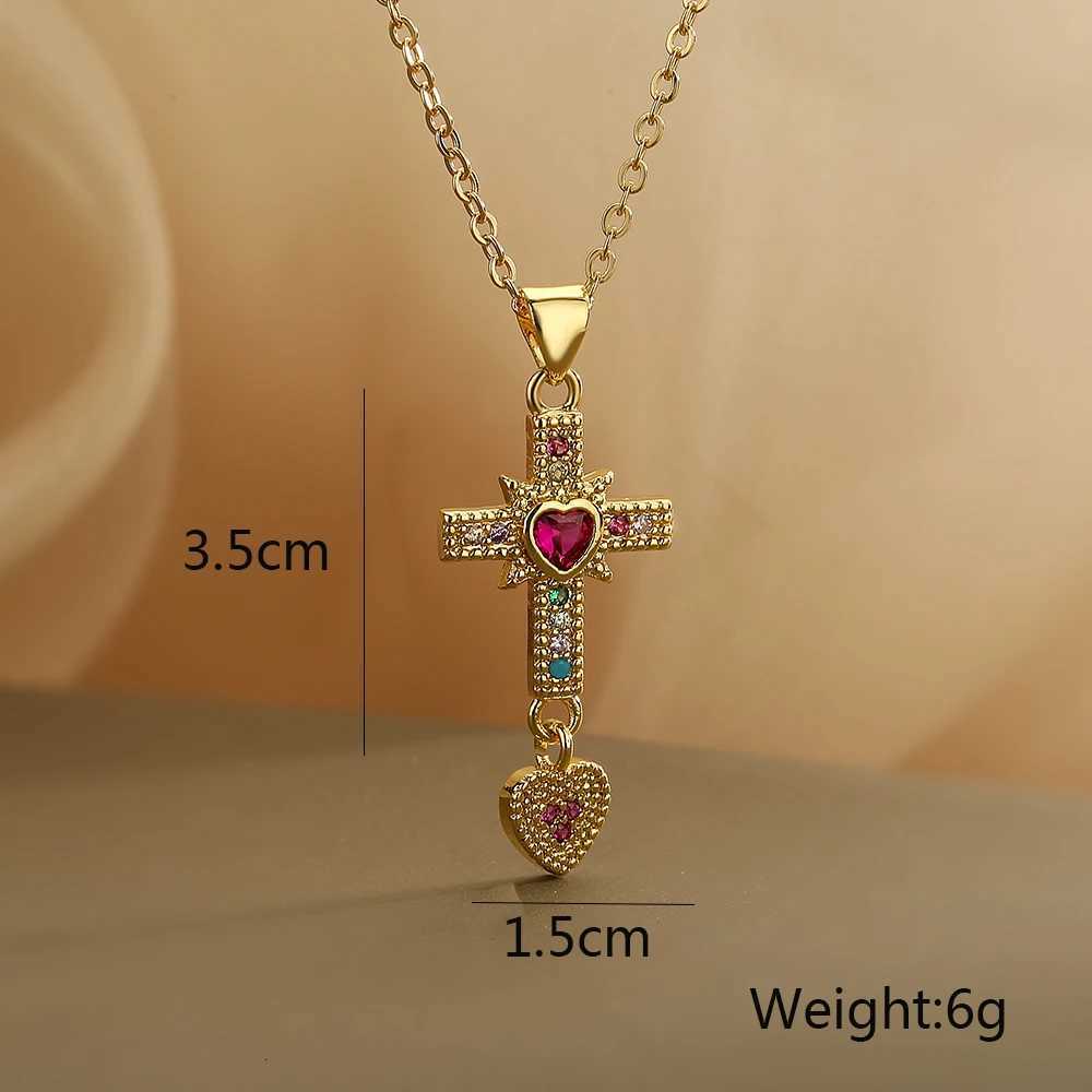 NEWBUY Unique Design Eagle Heart Cross Pendant Gold Color 316L Stainless Steel Chain Necklace CZ Party Jewelry Femme BijouxXJ251104