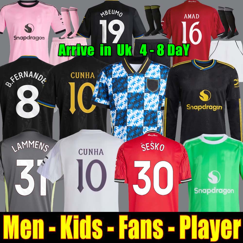 2025 DE LIGT HOJLUND MAINOO MOUNT football shirt Soccer Jersey Pre match Stone Roses MARTINEZ CASEMIRO B. FERNANDES 24 25 26 kit kids YORO AMAD CUNHA MBEUMO SESKO