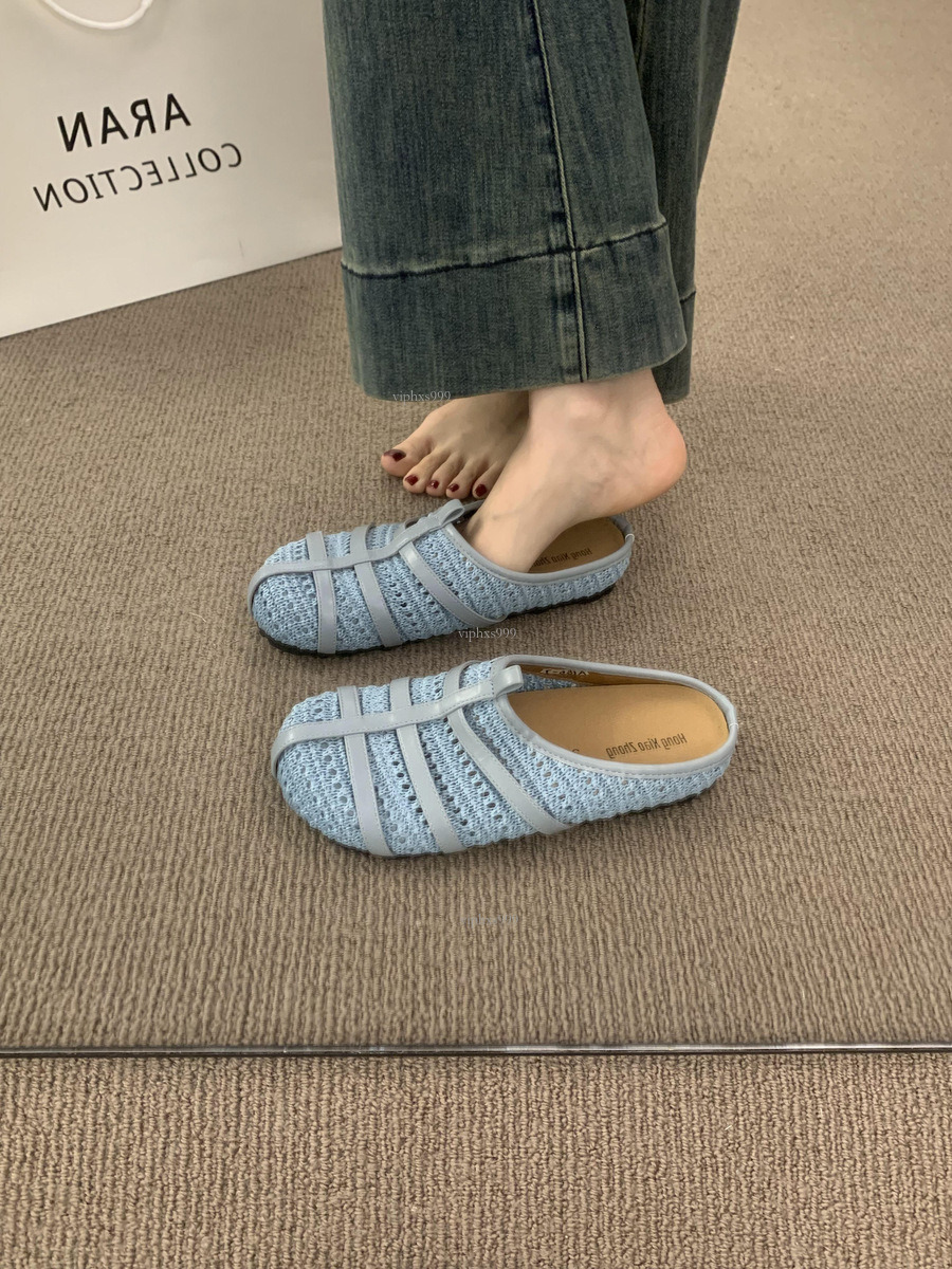 New Designer Sandals With Free Shipping Summer New Fashionable Woven Roman Sandals With Simple And High-end Genuine Leather Hollow Out Outer Half Drag