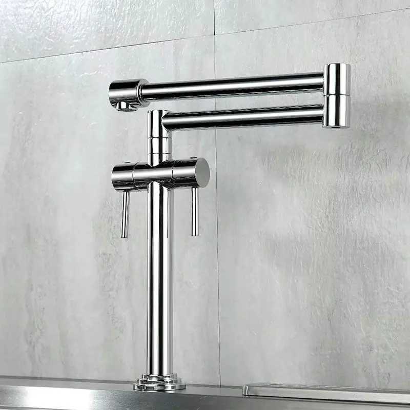 Kitchen Faucet Solid Brass Crane For Kitchen Deck Mounted Sink Mixer Foldable Nickel Bed/Gold/Chre/ORB/Black Y251104
