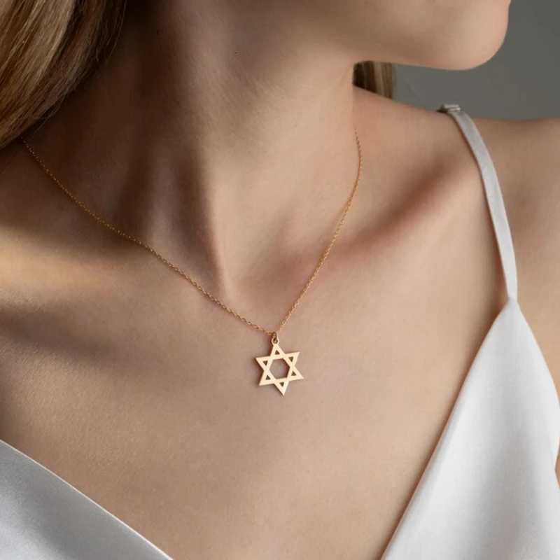 Trendy Star of David Pendant Necklace for Women Stainless Steel Je Symbols Necklace Mens Religious Amulet Jewelry GiftsXJ251104