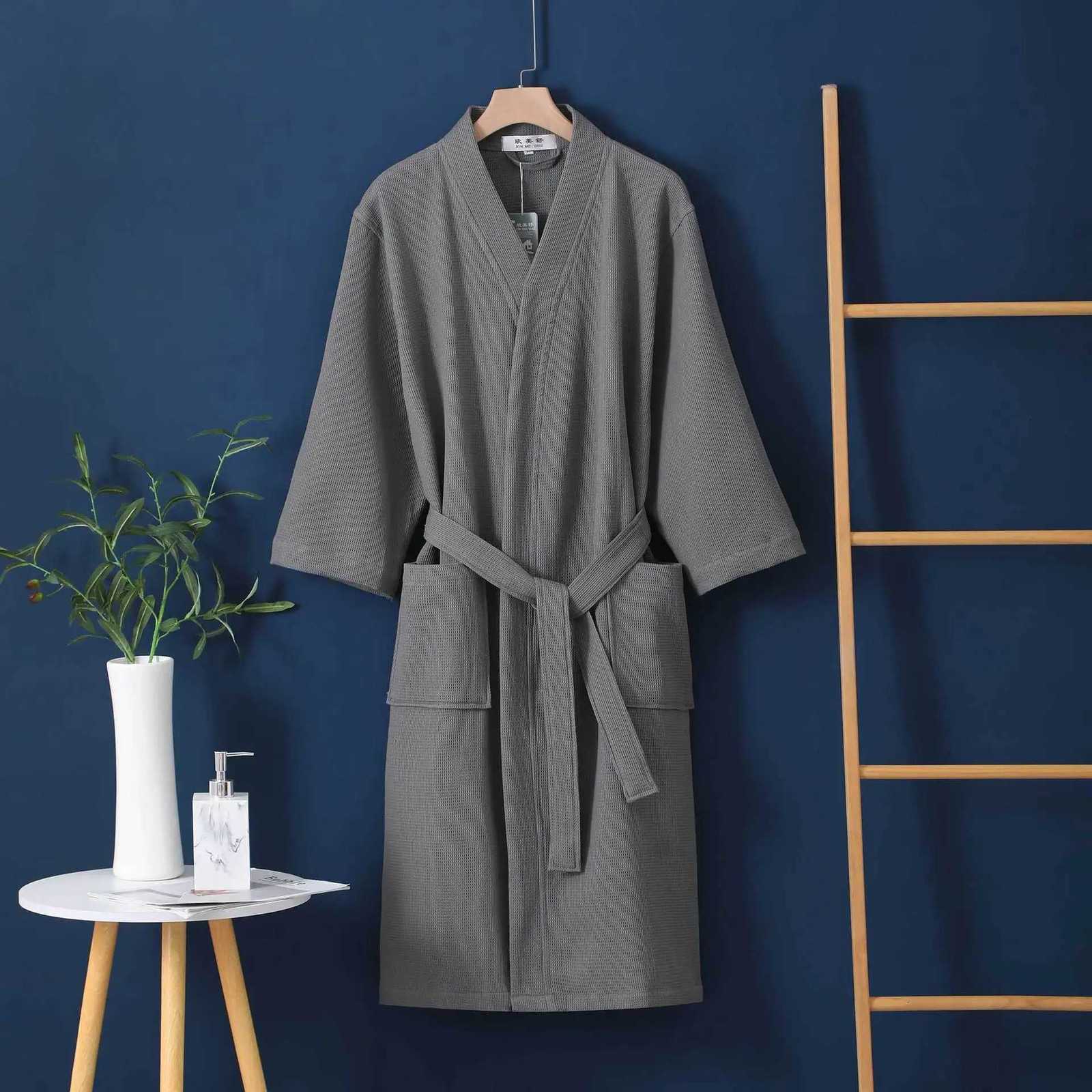 New Wedding Dress 100 Cotton Waffle Bathrobe Lightweight Spring Autumn Couples Sleepwear Winter Nightwear Womens Kimono Robe C251104