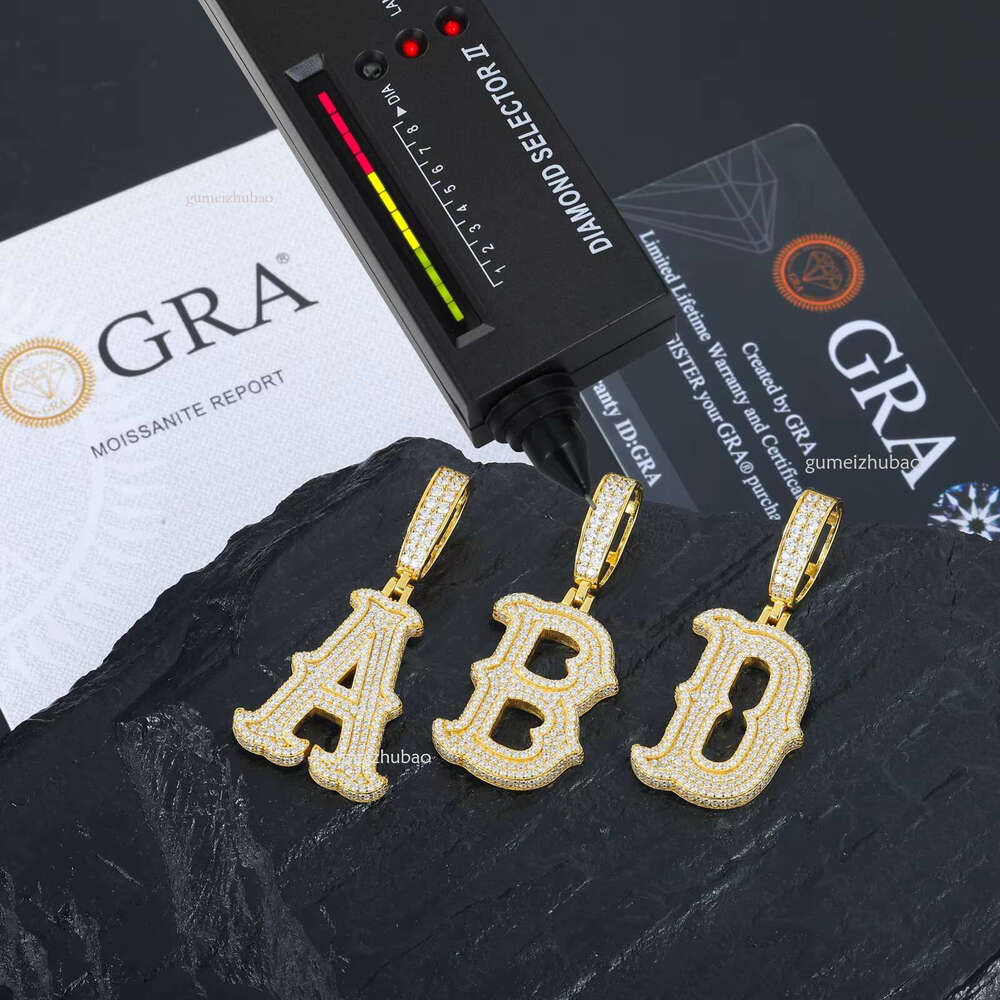 Iced Out Custom Hip Hop A-Z Letter Pendants Sterg Sier Moissanite Initial Pendant Men Jewelry