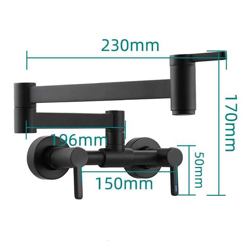 Pot Filler Tap Wall Mounted Foldable Kitchen Faucet Hot and Cold Single Hole Sink Tap Rotate Folding Spout Bed Gold Brass Y251104