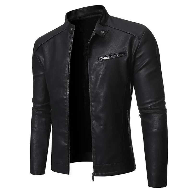 New Spring and Autumn Mens Slim PU Leather Jacket Fashion Trend Korean Slim Fit Casual Mens Leather Jacket Motorcycle Jacket J251103