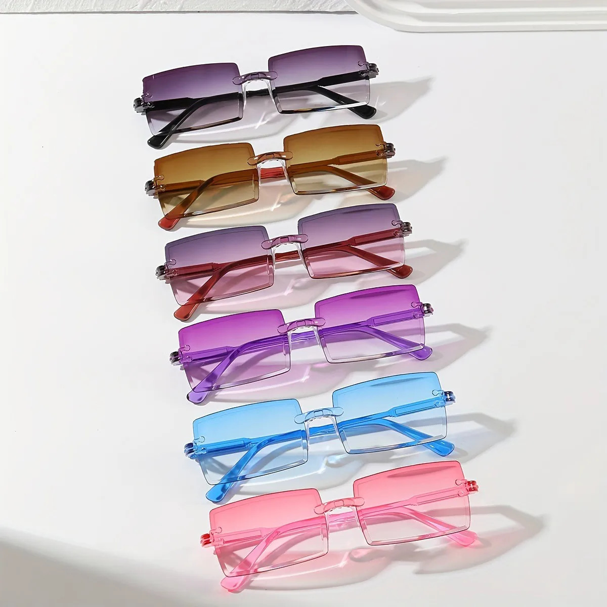 6 rectangular fashionable sunglasses for men cute candy colored decorative sun visors UV400 250325