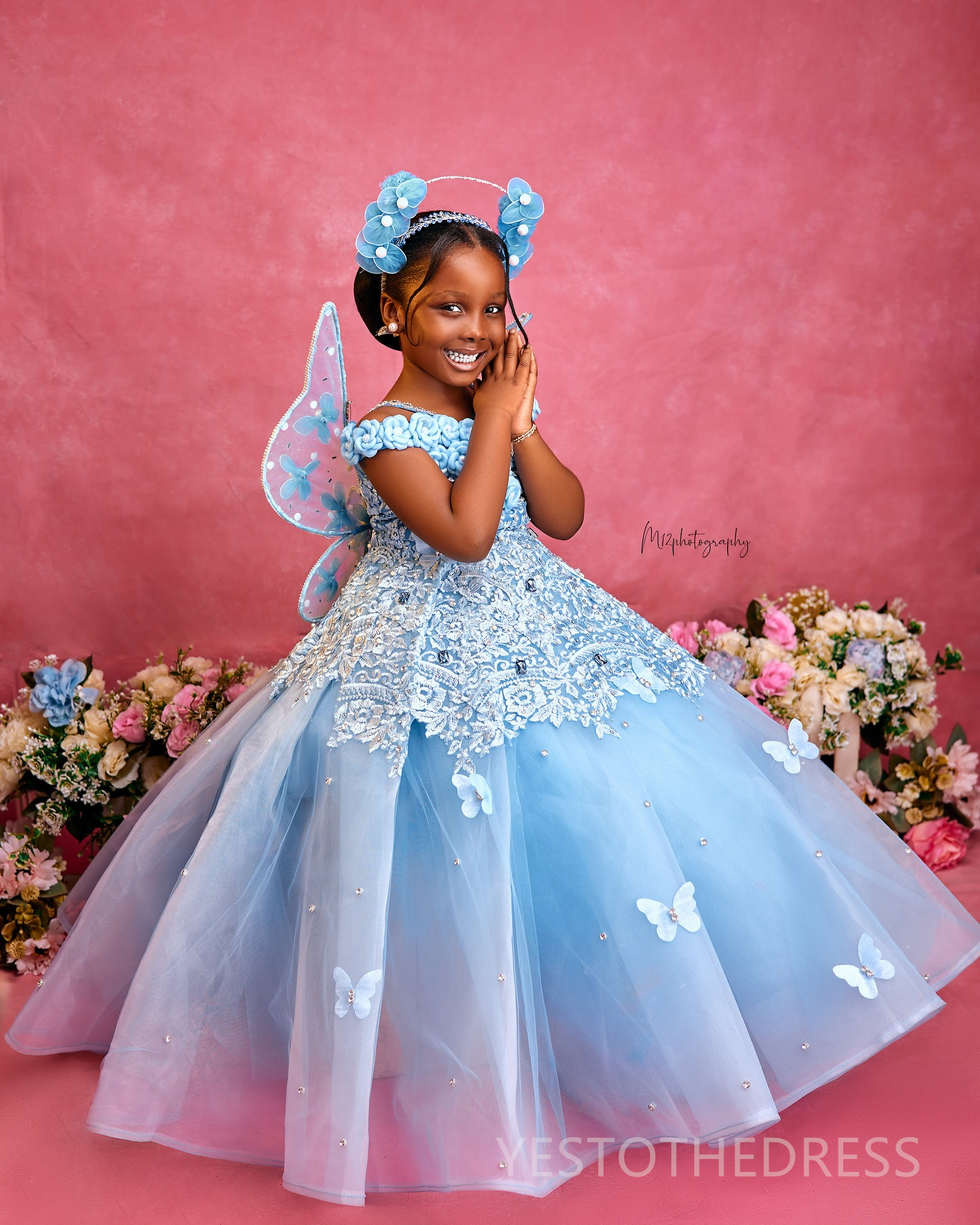 2025 Aso Ebi Blue Flower Girl Dresses Children Birthday Dress Illusion Spaghetti Straps Flora Appliqued Lace Tiered Tulle Princess Queen Ball Gown For
