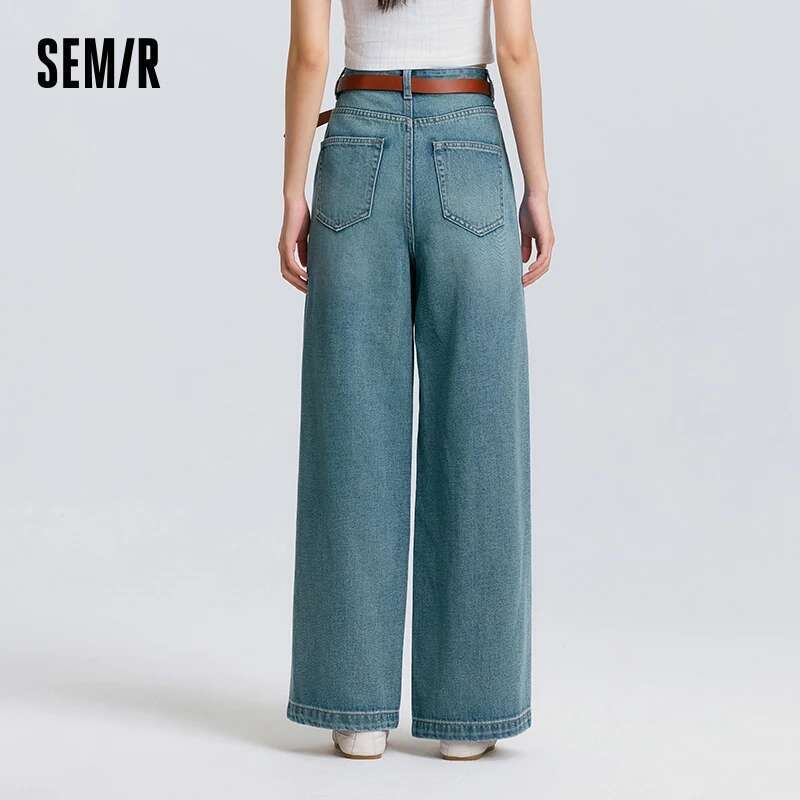 Semir Jeans Women High-Waisted Wide-Leg 2025 New Spring Long Street Style Trendy Versatile Trousers