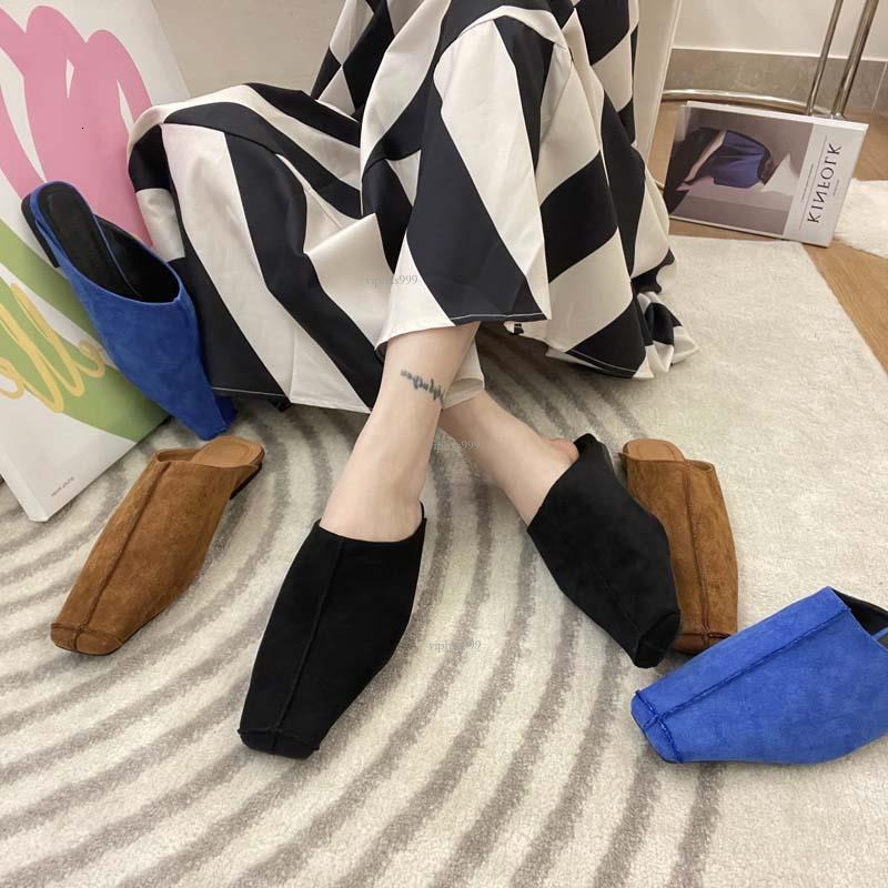 New Designer Sandals With Free Shipping 2025 Lazy Style Sheep Reverse Velvet Flat Bottom Bright Thread Baotou Half Dragged Hollow Simple Outerwear Wom