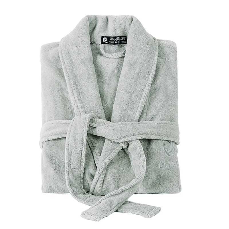 Mens Luxury Thick Long White Bathrobe Cotton Robe Soft Towel Fleece Plus Size XXL Nightgown Kimono Robe C251104