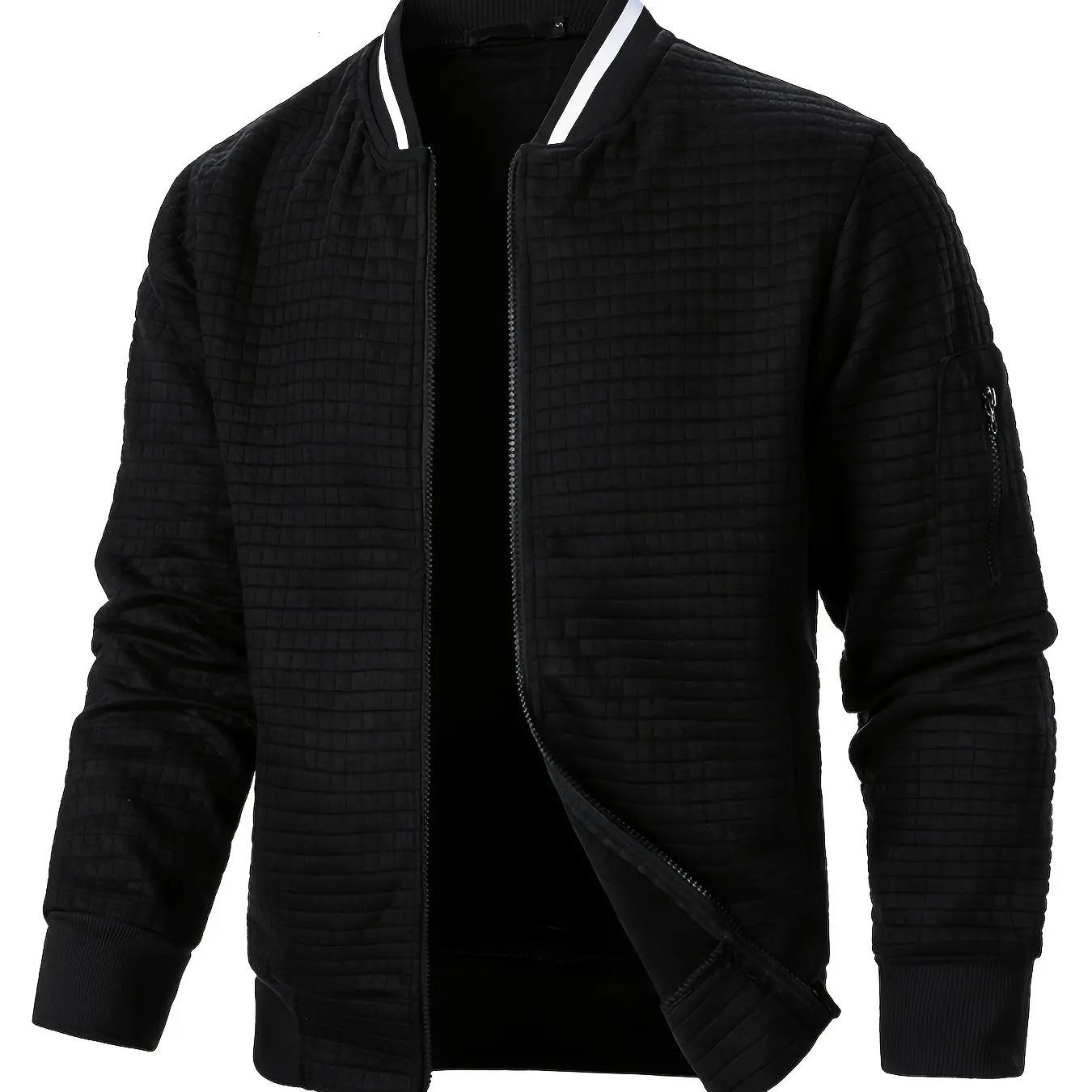 Autumn mens long sleeved zipper jacket stand up sports outdoor sweater winter warm baseball collar y250324