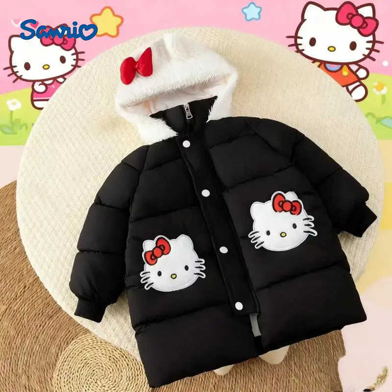 Sanrio Halloween Hello Kitty Girls Cotton Clothe Winter Thick Cartoon Anime Fashion Coat Childrens Warm Outerwear Comfort Tops H251104