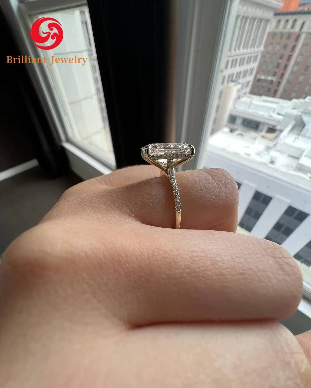 Wholesale Price GRA Certified 14K 18K Solid Gold Radiant Cut D Color VVS1 Moissanite Ring Wedding Engagement Ring