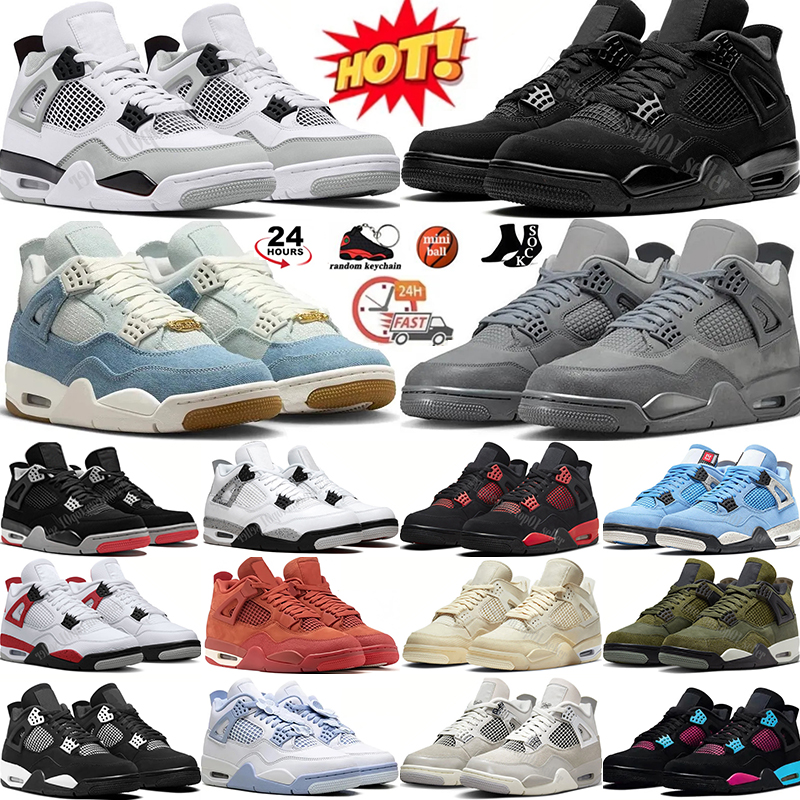 4s Basketball shoes Men Women 4 Sneakers Worn Blue Panda Military Black Cat 2025 Purple Thunder Cool Grey Unc Bred Medium Olive Sail Pine Green Sports Mens Trainers