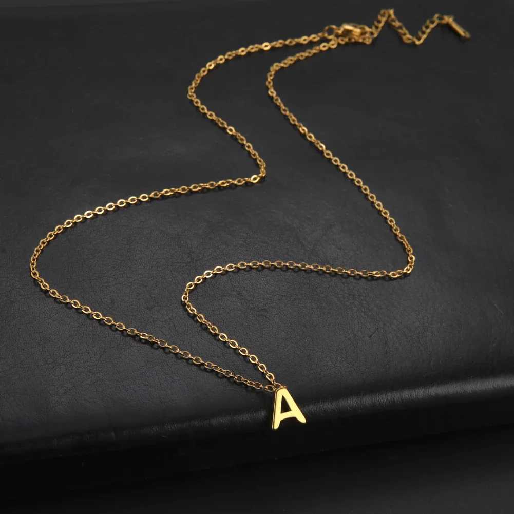 Skyrim A-Z Alphabet Necklace Stainless Steel Jewelry Woman Fashion Minimalist Initial Letter Choker Neck Chain Mothers Day GiftsXJ251104