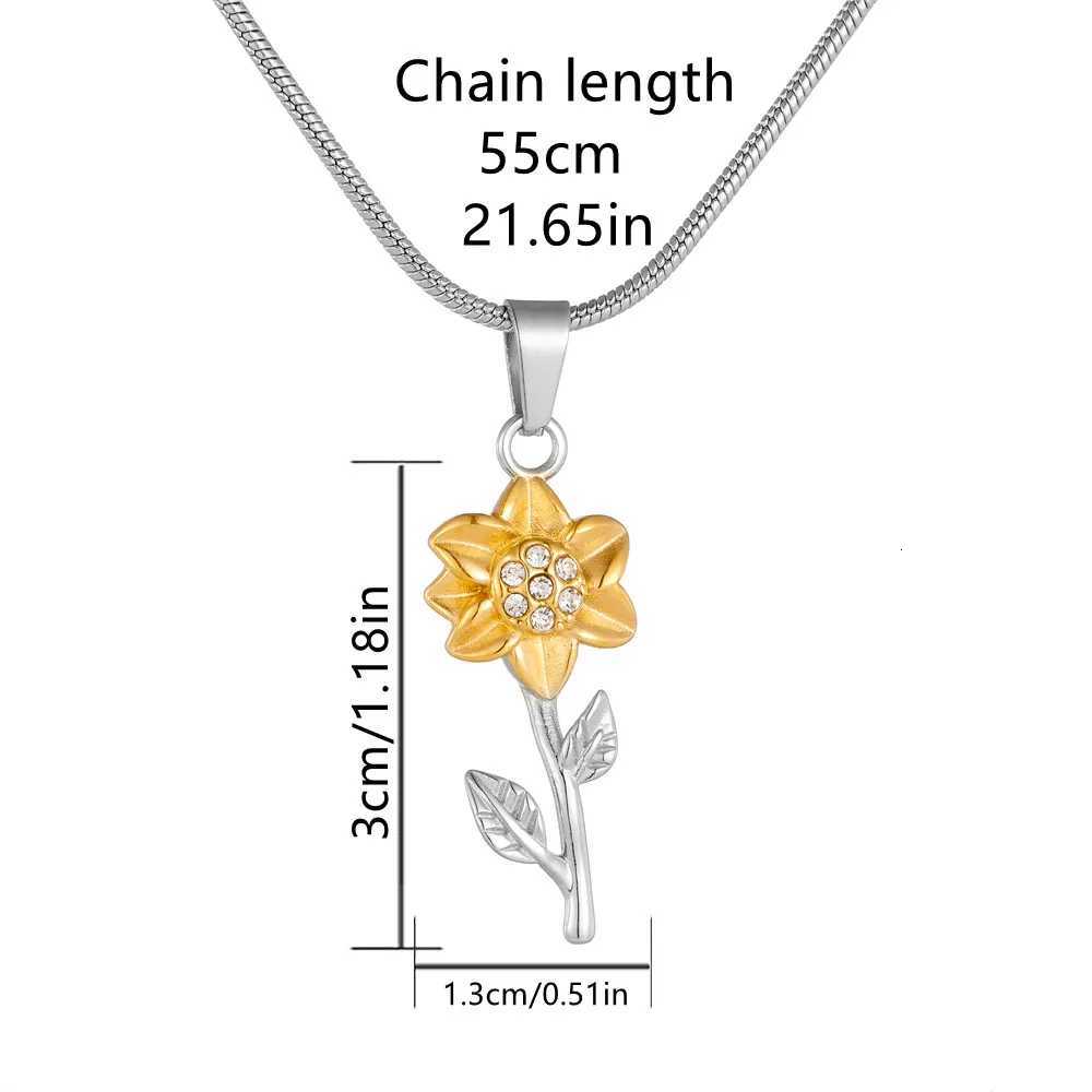 Golden Sunflower Cremation Necklace - Memorial Urn Pendant for Human Ashes Stainless Steel Keepsake JewelryXJ251104