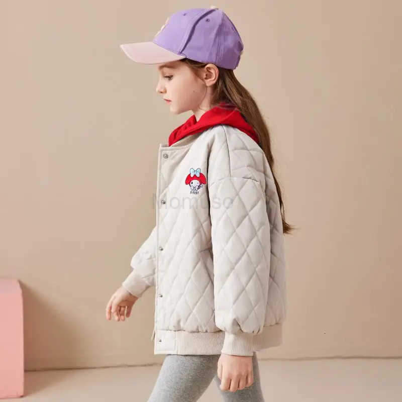 Sanrio Hot Y2K My Melody Girl Cotton Clothes Two Fake Pieces Cotton Coat Thicken Kawaii Hooded Coat Cartoon Fashion Jacket New H251104