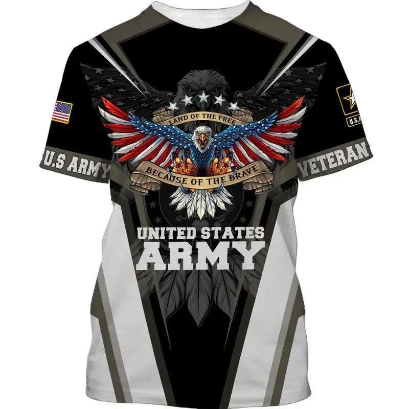 USA Flag & Coat orms Graphic Tee Summer Casual Streetwear Men's Fashion Loose T-shirts Boy Oversized Short Sleeve Tops
